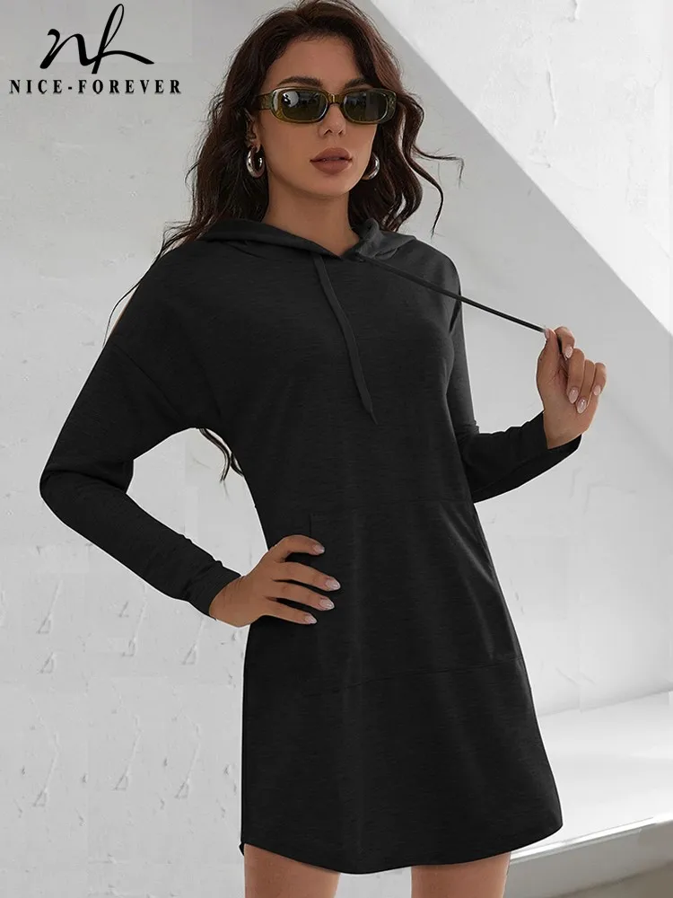 

Nice-Forever Autumn Women Classy Solid Color Hoodies Casual Holiday Loose Sweatshirts 1btyB557
