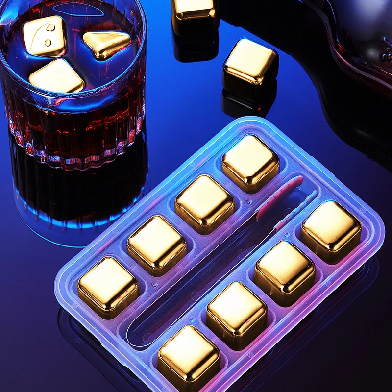 Reusable Stainless Steel Ice Cubes Quick-frozen Gold Metal Ice Pellets Cooling Stones Beer Cooler for Whisky Wine Drink Bar Tool For ice cubes whiskey stones drink cooler beer cooler