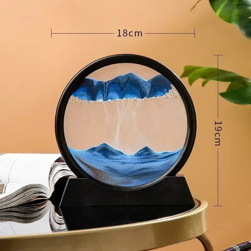 Description Picture 4 of item3D Hourglass Quicksand Moving Sand Art Picture Round Glass Deep Sea Sandscape Craft Flowing Painting Office Hom