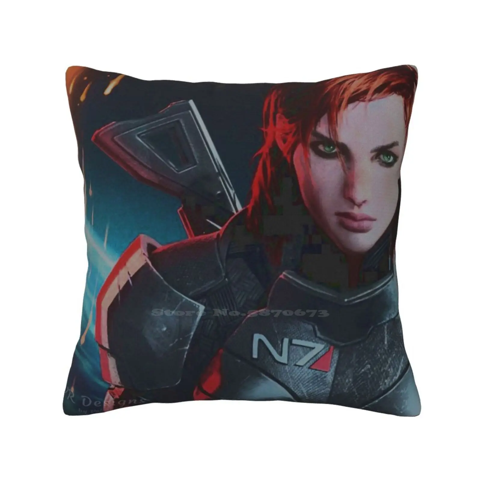 

Mass Effect : Female Shepard Digital Painting Throw Cushion Pillow Cover Commander Shepard Digital Art Design Digital Artwork