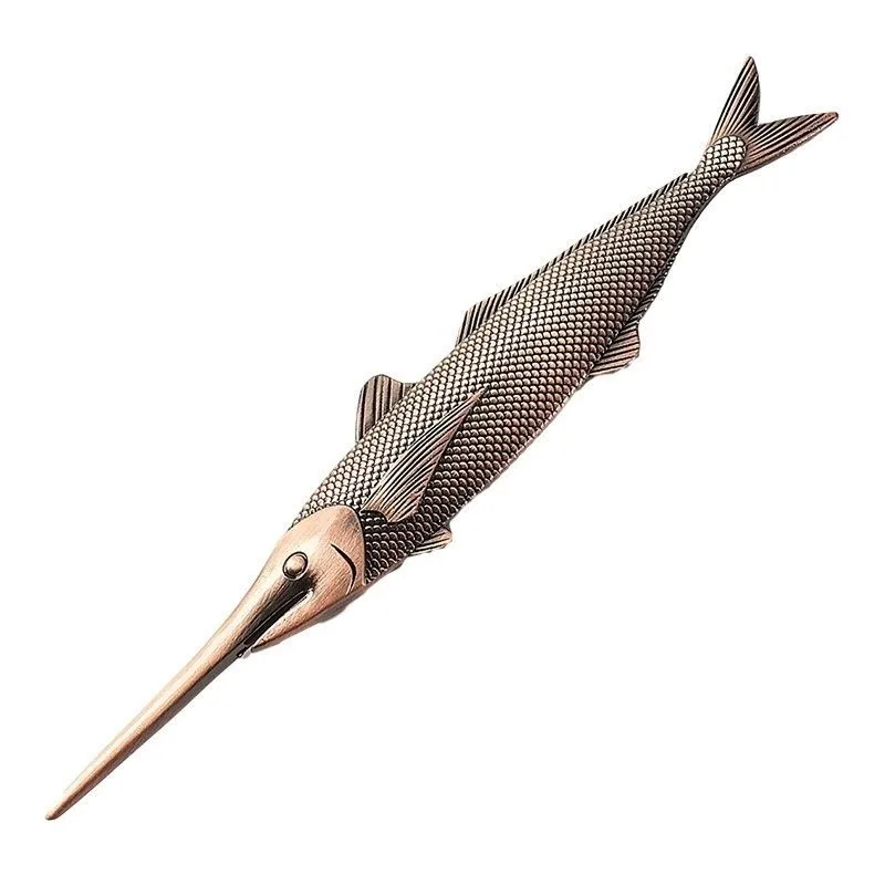 Copper Fish Shaped Copper Alloy Tea Knife Household Pu Erh Tea Needle Tool Accessories Cake Splitting Needle ZE991