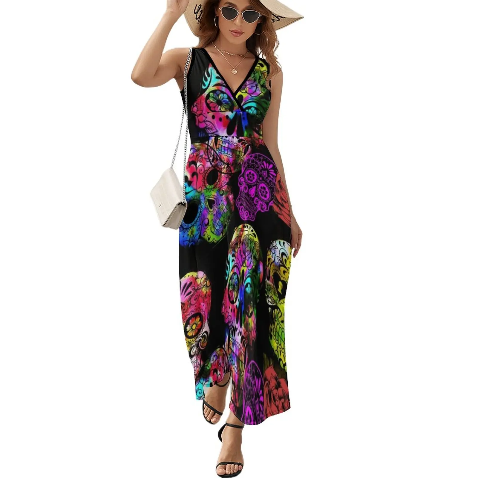 

Sugar Skulls. Sleeveless Dress bandage dress Bride dresses summer dress woman 2023