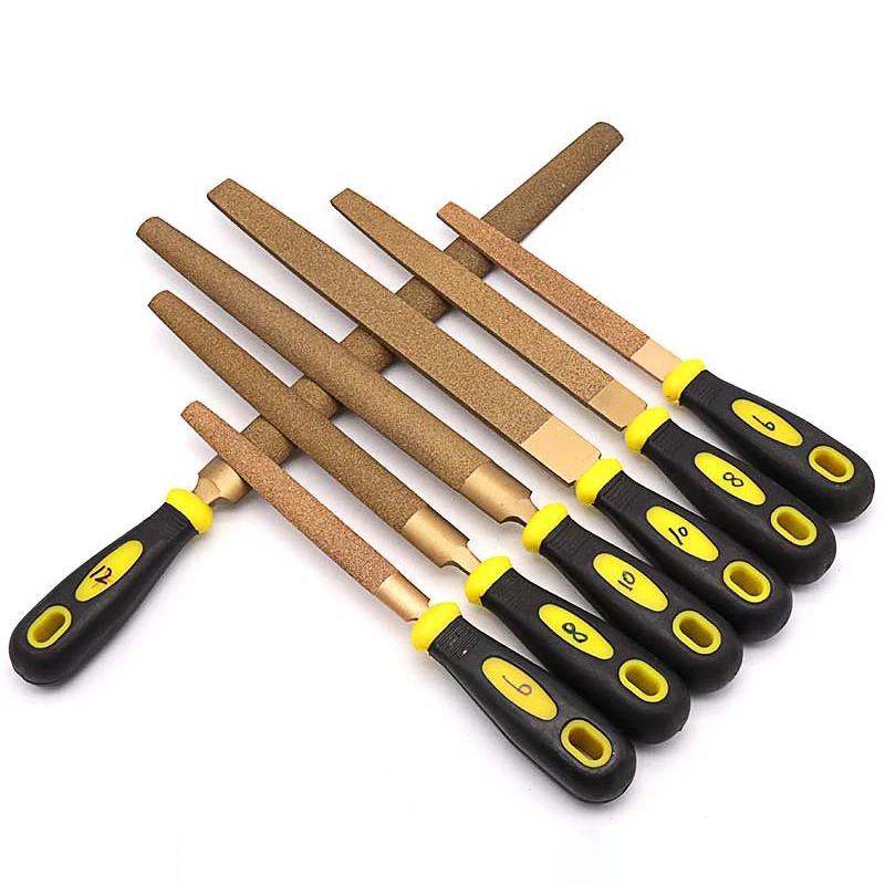 Hand File Tools Metal File 1PC 6/8/10/12/14 Inch Brazed Diamond File Flat/Semicircular File Grinding Tool For Polishing Stone/Glass/Metal/Carving Craft Etc