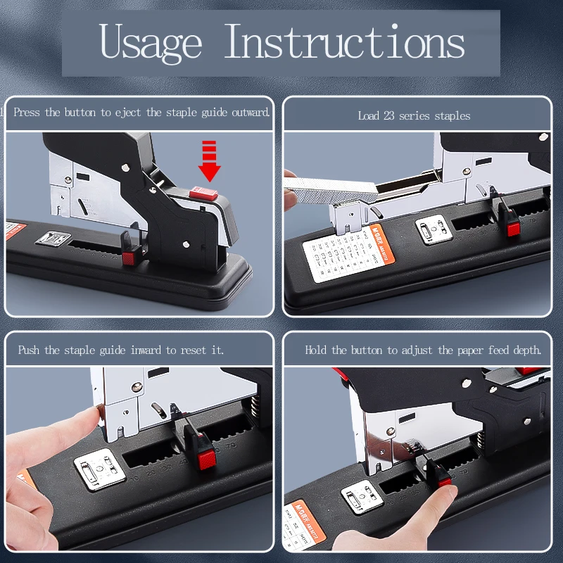 M&G Heavy-Duty Stapler, High-Capacity Manual Stapler Staples 2-200 sheets of paper 23/23/23/17 bookbinding For student and offic