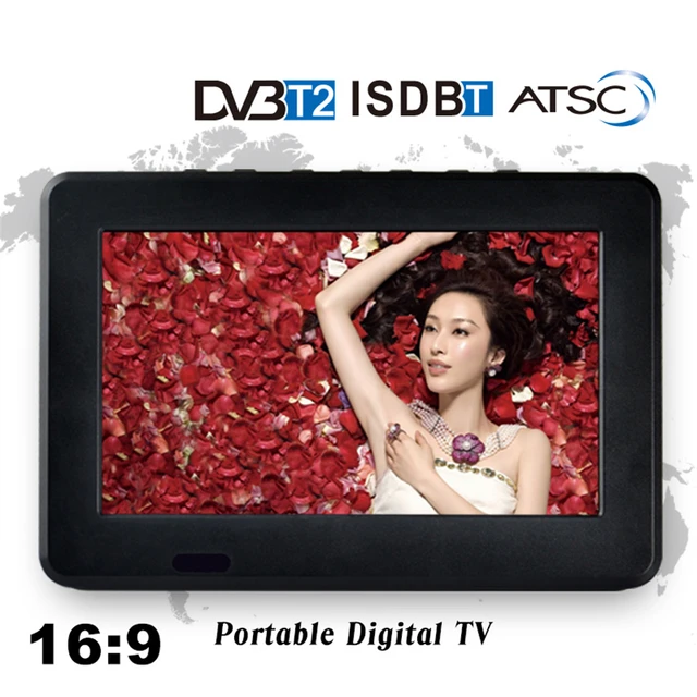 Freeshipping D12 inch HD Portable TV DVB-T2 ATSC ISDB-T tdt Digital and  Analog mini small Car Television Support USB SD Card MP4 AC3