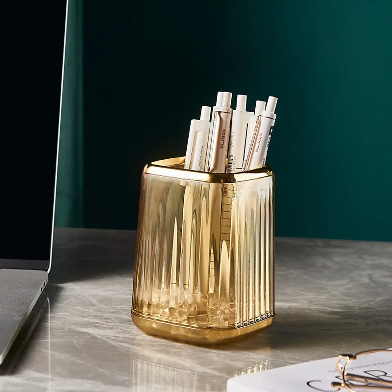 Makeup Brush Bucket Storage Tube 1pc Dressing Table Office Desktop Pen Holder Cosmetics Storage Box