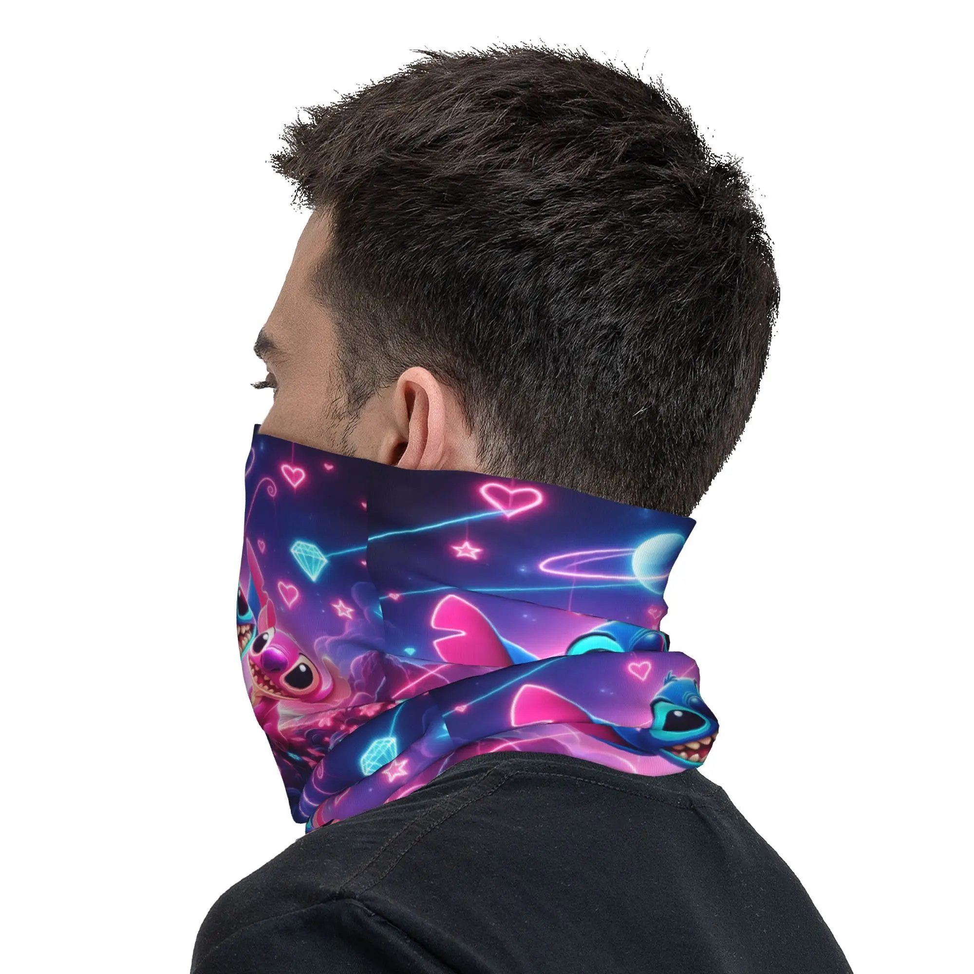 Cycling Bandana Neck Wrap Neck Gaiter Bandana Neck Cover Multifunctional Bandana Stitch Angel Starry Sky Love Men Women Winter Hiking Ski Scarf Gaiter Face Cover