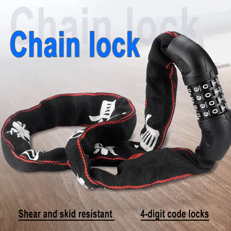 โซ่ล็อคจักรยาน,4 หลัก Heavy Duty Anti-Theft จักรยานล็อค,ความปลอดภัยล็อคจักรยานสําหรับสกู๊ตเตอร์,ประตู,et 1