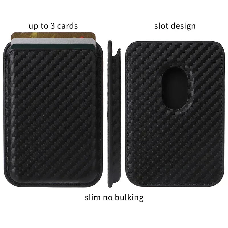 Magnetic Carbon Fiber Saffiano Leather Card Holder Wallet