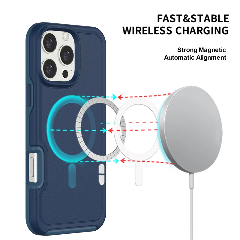 Magnetic Dual Layer Armor Shockproof Matte Phone Case with Enhanced Protection