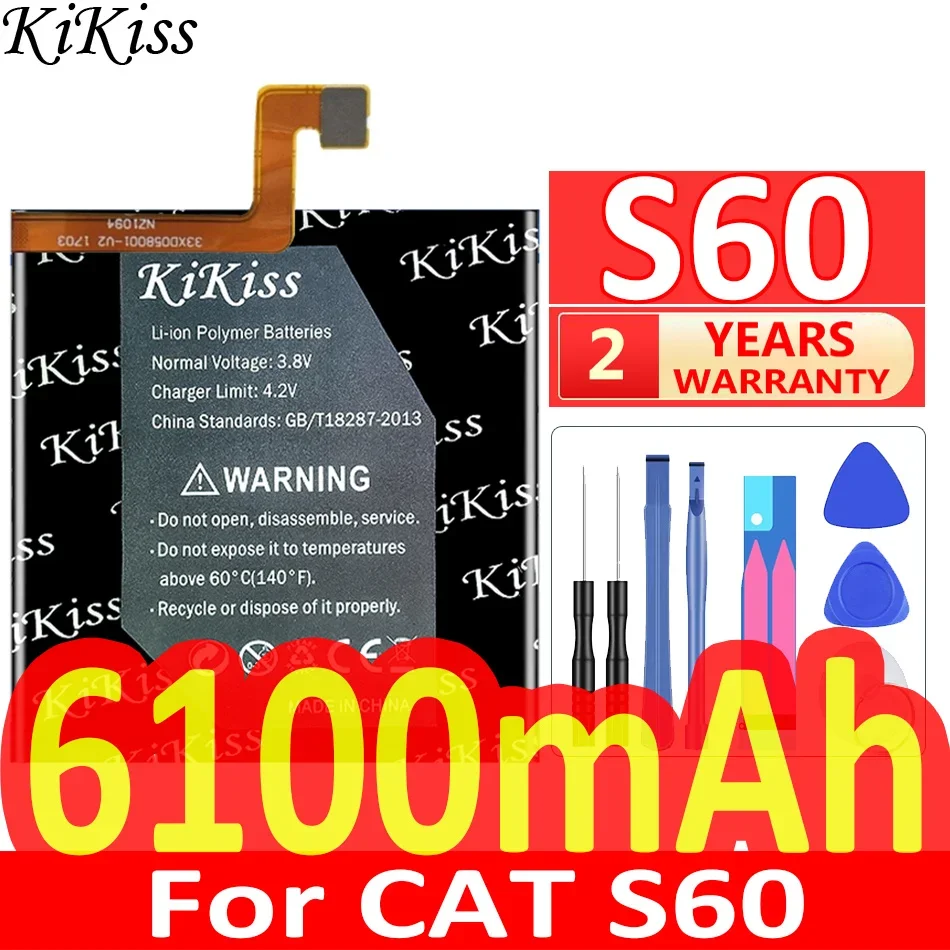 

6100mAh KiKiss Powerful Battery for Caterpillar Cat S60 APP-12F-F57571-CGX-111 Batteries Bateria+Gift Tools