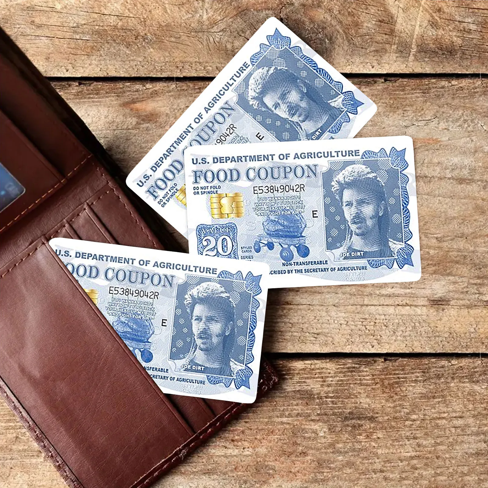 New Creative Credit Card Decoration Stickers Funny Joe Dirt Food Coupon Credit Card Skin Prop Supplies Gifts