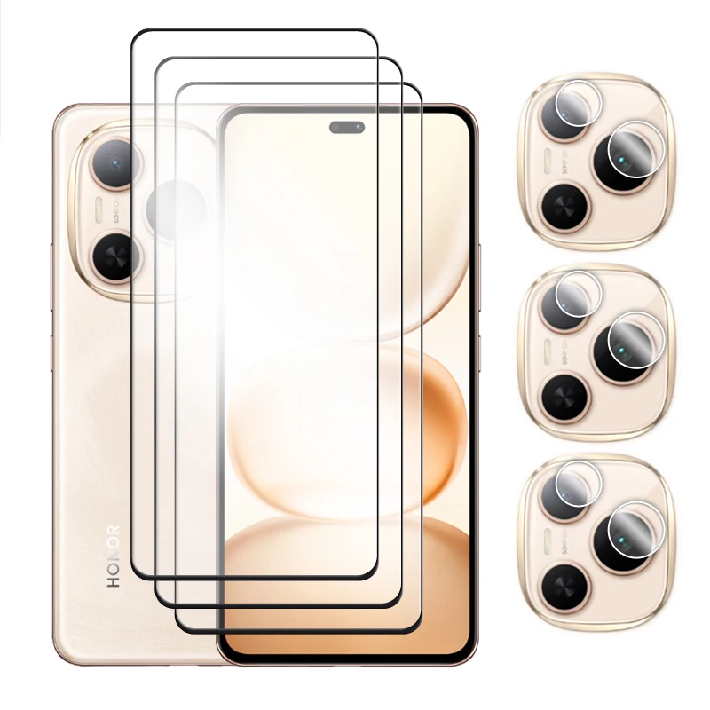 Premium 3D Curved Tempered Glass Screen Protector with Full Cover and Lens Film