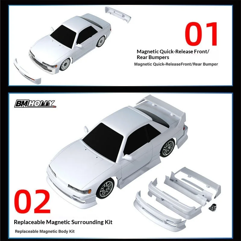 BMHOBBY FR 레전드 BMRX FLD S13 1/28 RWD 마이크로 RC 드리프트 레이싱카 무선 조종 모델 섀시 (드리프팅 레이싱 취미가 있는 사람들을 위한)