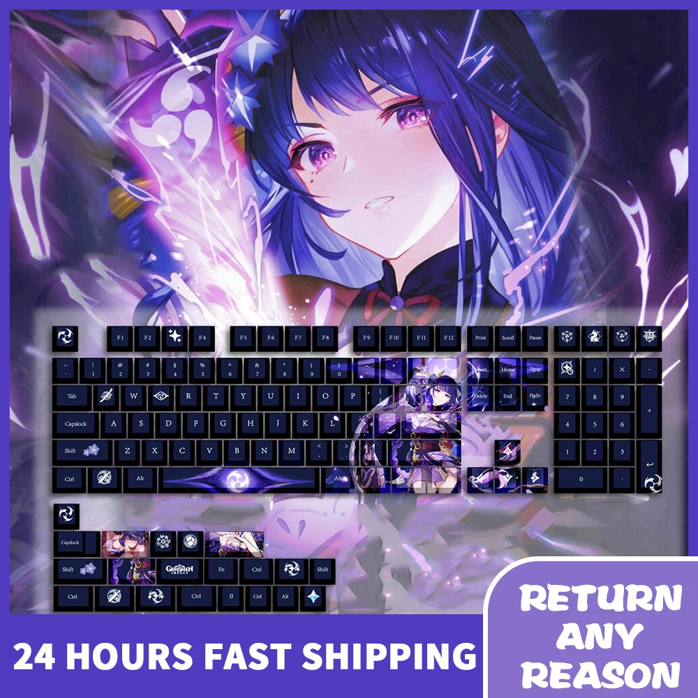 Genshin Impact Keycaps Keyboard Decoration Raiden Shogun Keycap Cool