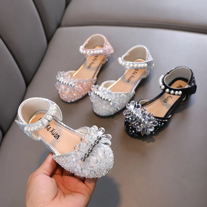 Nieuwste zomer meisjes sandalen mode pailletten strass strik meisjes prinses schoenen babymeisje schoenen platte hak sandalen maat 21-35 kopen vanaf een prijs van 13