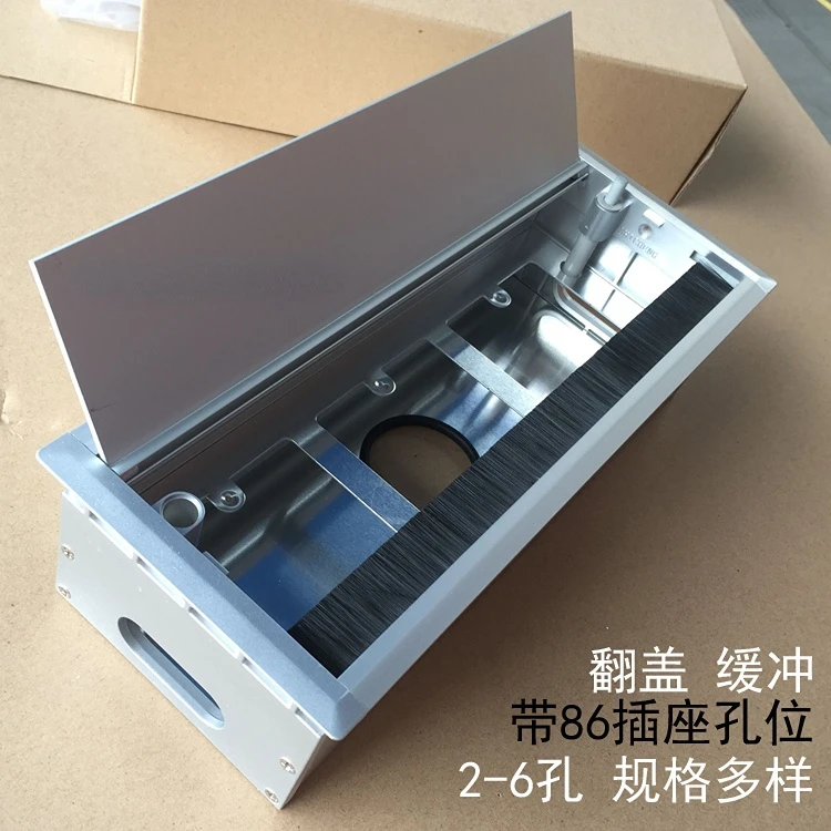 

Desk Accessories Wire Hole Cover with Brush Aluminum Alloy Wire Box Can Be Installed with 86 Socket Panel Aluminum Wire Slot