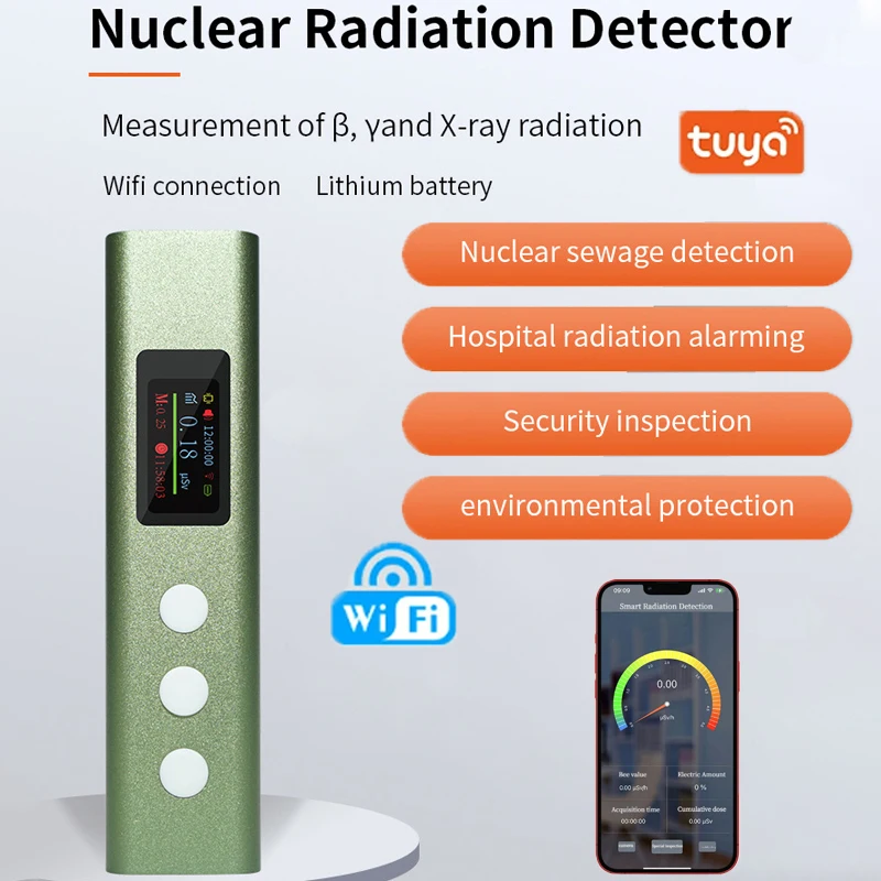 New Wifi Tuya Smart Geiger Counter Nuclear Radiation Detector X-ray Beta Gamma Detector Dosimeter Y-ray &beta;-ray Radioactive Tester
