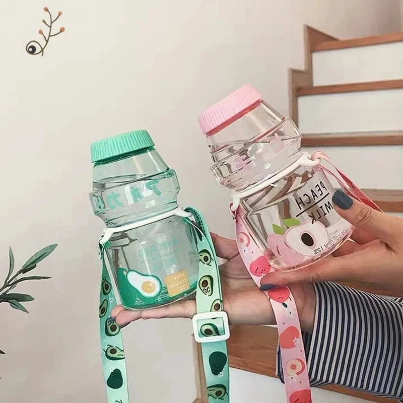 480ml Cute Yogurt Water Bottle Portable Plastic Travel Drinking Bottle Creative Milk Water Cup Carton Shaker Bottle For Kid Girl