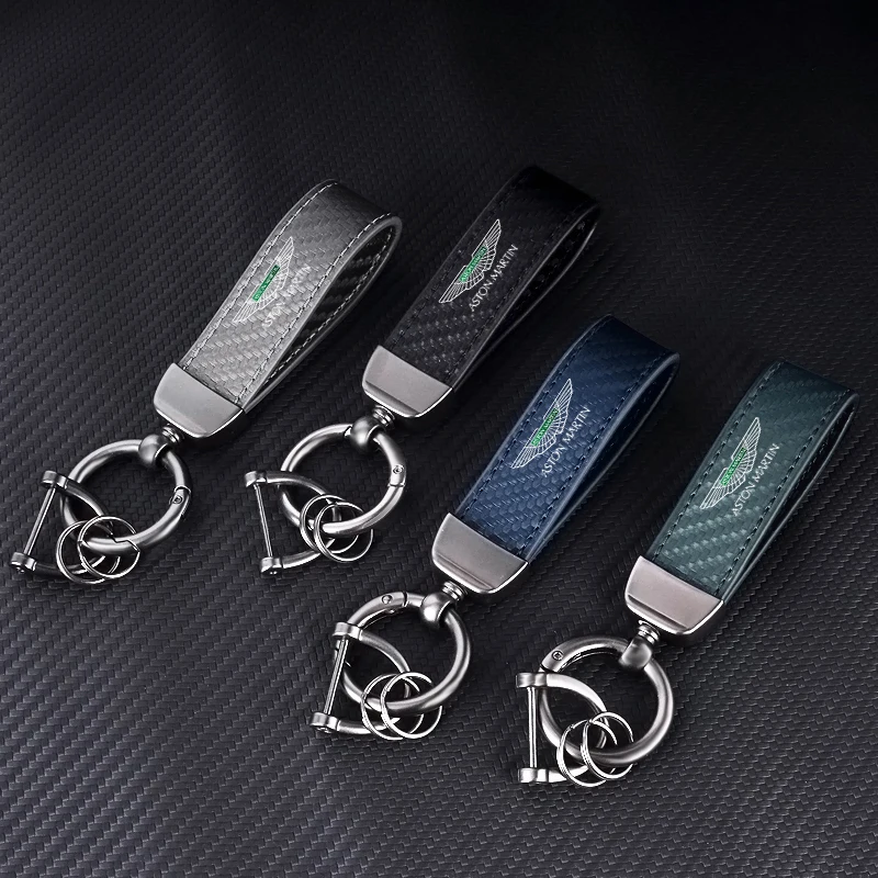 Aston Martin Carbon Fiber Look Sleutelhanger - Zwarte en grijze uitvoering