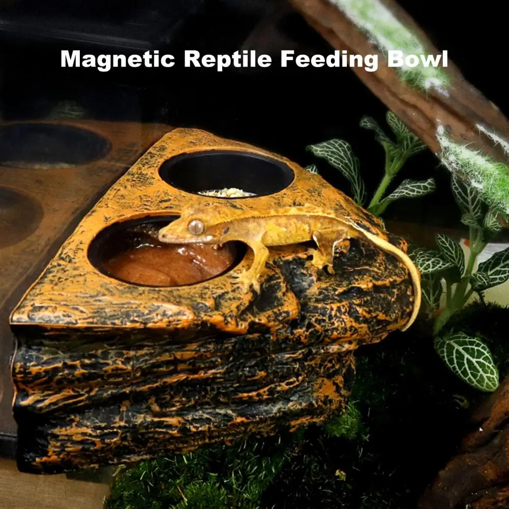 Magnetic Dual Bowl Reptile Feeder-Hanging Food & Water Dish for Geckos, Lizards, Frogs, Chameleons-Fits Glass/Acrylic Tanks