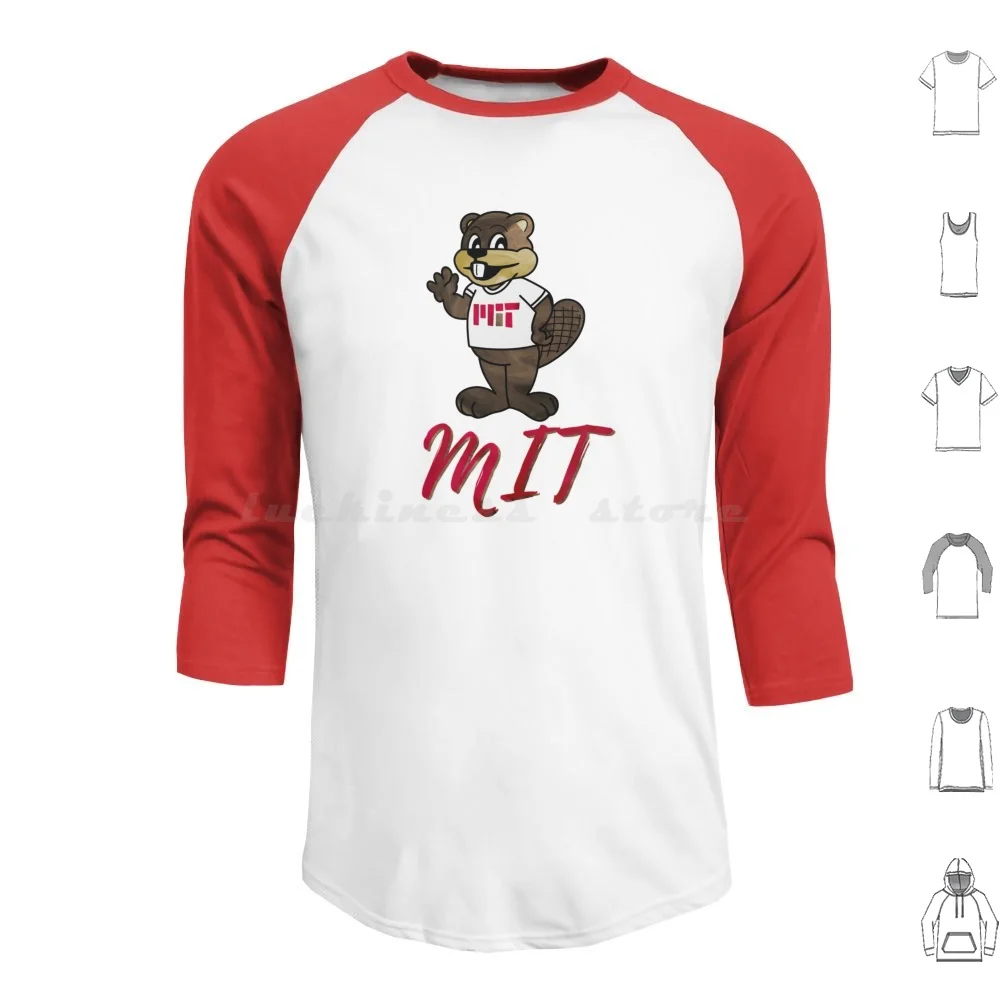 Mit (1) Felpa Con Cappuccio In Cotone A Maniche Lunghe College College Of Technology Mit Tim The Beaver Ma College