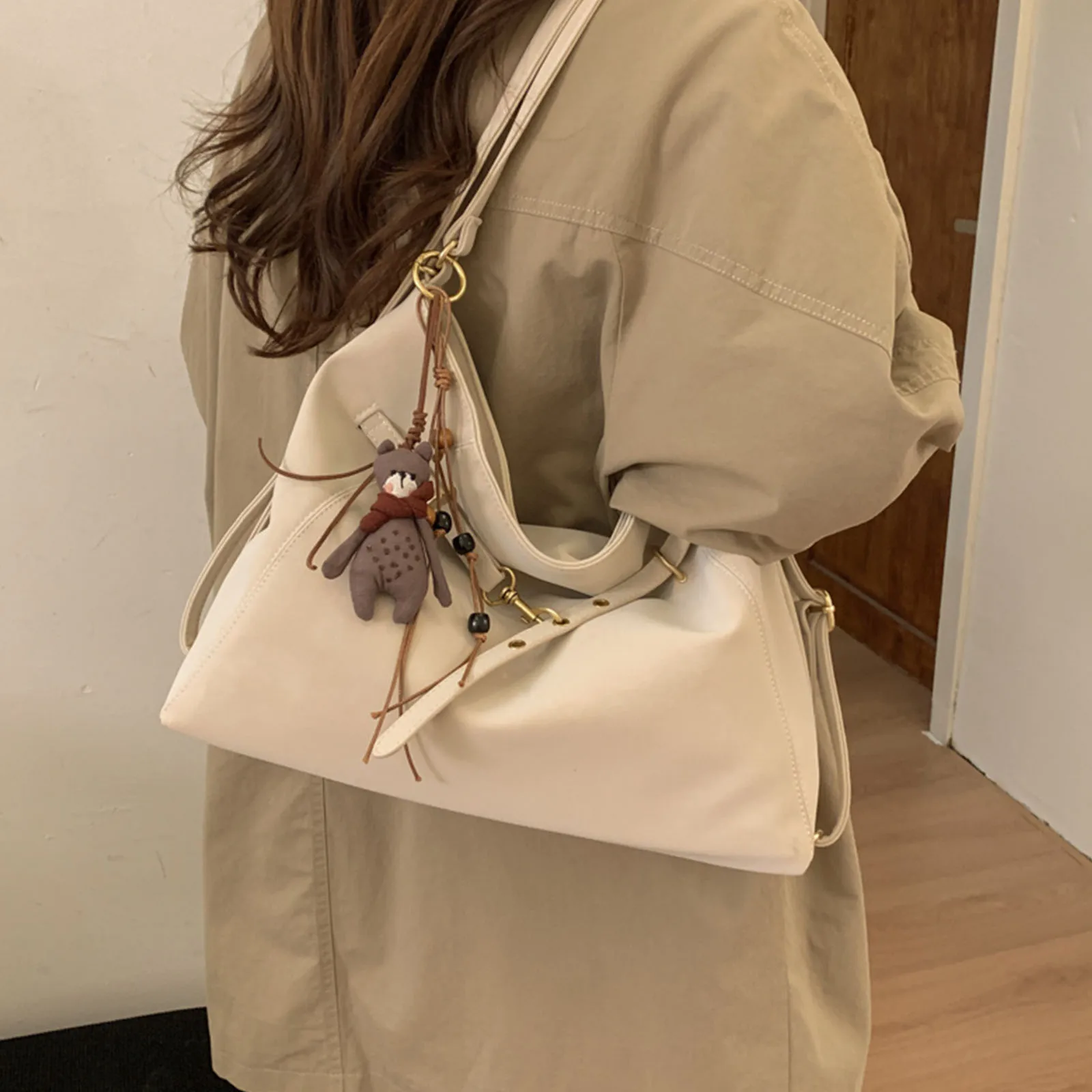 Women PU Leather Tote Bag with Adjustable Strap Underarm Bag Trendy Crossbody Bags for Travel Dating Shopping