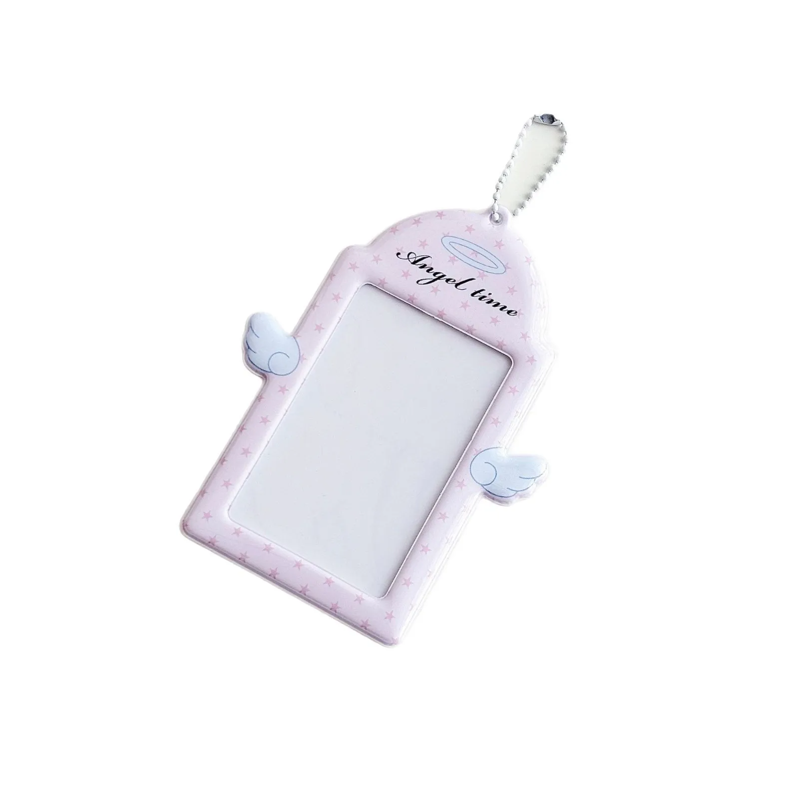 Ins Angel Wings Kpop Card Holder PVC Card Cover Keychain Ornament Photocard Holder Student Bus Car Case Photo Protector Sleeves