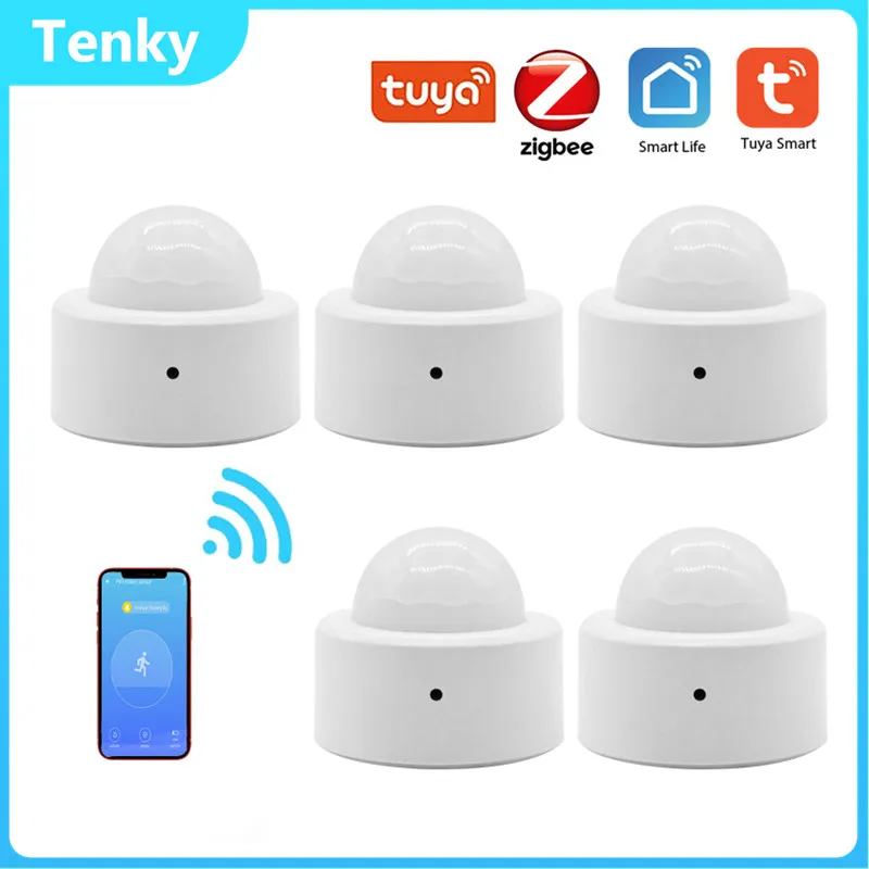 цена Tenky Tuya Zigbee Presence Sensor Human Body Sensor Body Movement Mini PIR Motion Sensor Smart Home Automation Residential