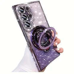 Luxurious Diamond - Studded Glitter Magnetic Stand Phone Case - Galaxy S26 Ultra (PURPLE)