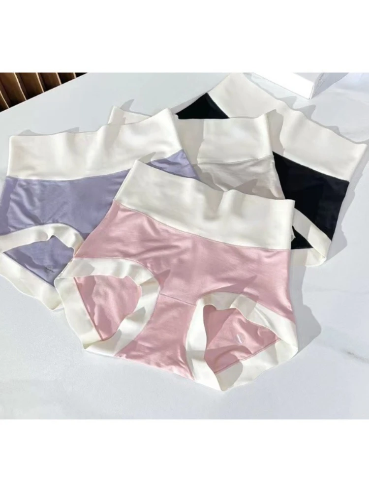 La underwear high waisted Modal silk nude high elastic underwear breathable antibacterial bottom crotch female triangle pants