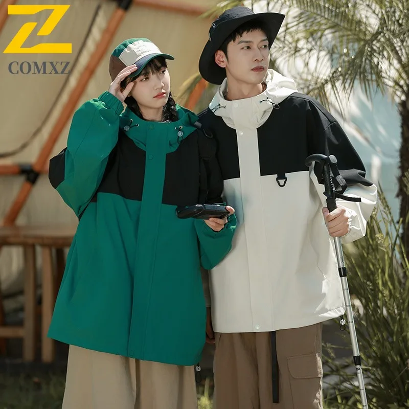 COMXZ Outdoor Hooded Jacket Men Premium Riding Windproof Motorcycle Jackets Simple Travel Multi-Function Autumn Men Clothing