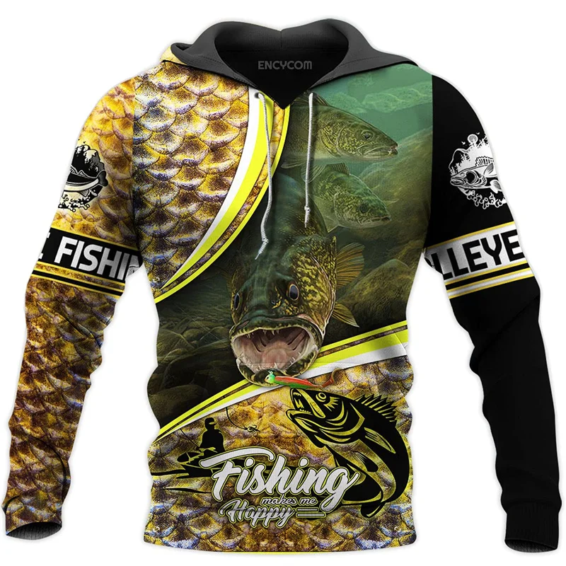 

Walleye Fishing Graphic Hoodie Men Clothing 3D Hunter Lake Fish Lover Printed New in Hoodies Women Harajuku Fashion y2k Pullover