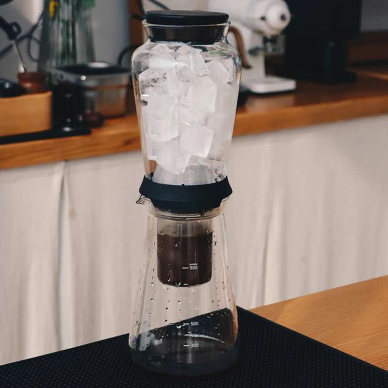 

JINYOUJIA-Portable Ice Drip Coffee Pot, Cold Brew Barista Pot, with Scale, Cold Extraction Coffee Glass Kettle Set, 600ml