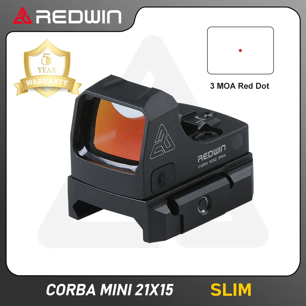 

Red Win Cobra Mini 21x15 Red Dot Scope Hunting Tactical MOA Sight Low Profile 50000 hrs for Slim Pistol GLOCK G43X G48 9mm