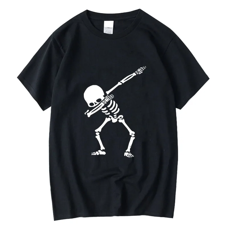 

100% cotton Men's High Quality funny skull design print summer loose o-neck men tshirt short sleeve t-shirt male tee tops
