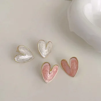 Korea Style No Hole Geometric Heart Clip On Earrings For Women Non Pierced Enamel Jewelry Ear Clips Party Gift Cuff Earring