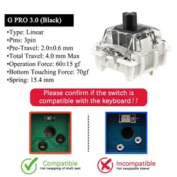 Enhanced Pre-Lubed RGB Mechanical Keyboard Switch - Linear & Tactile Options - 110pcs (G Black 3.0)