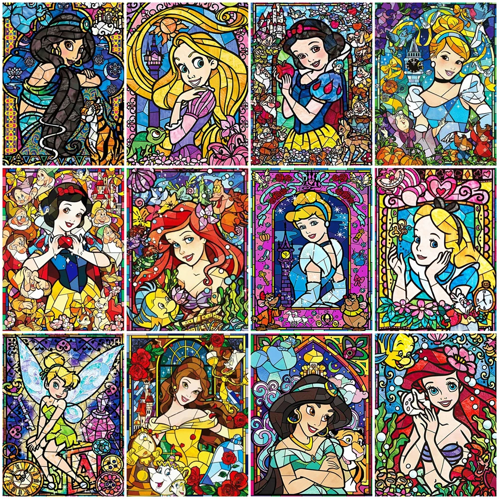 디즈니 5D 다이아몬드 모자이크 백설공주 자수 팅커벨 다이아몬드 그림, 앨리스 온 클리어런스 홈 장식 아트 