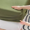 Washed Cotton Fitted Sheet with Elastic Bands Non Slip Adjustable Mattress Cover for Double King Queen Bed 90x200 150x200 180 2