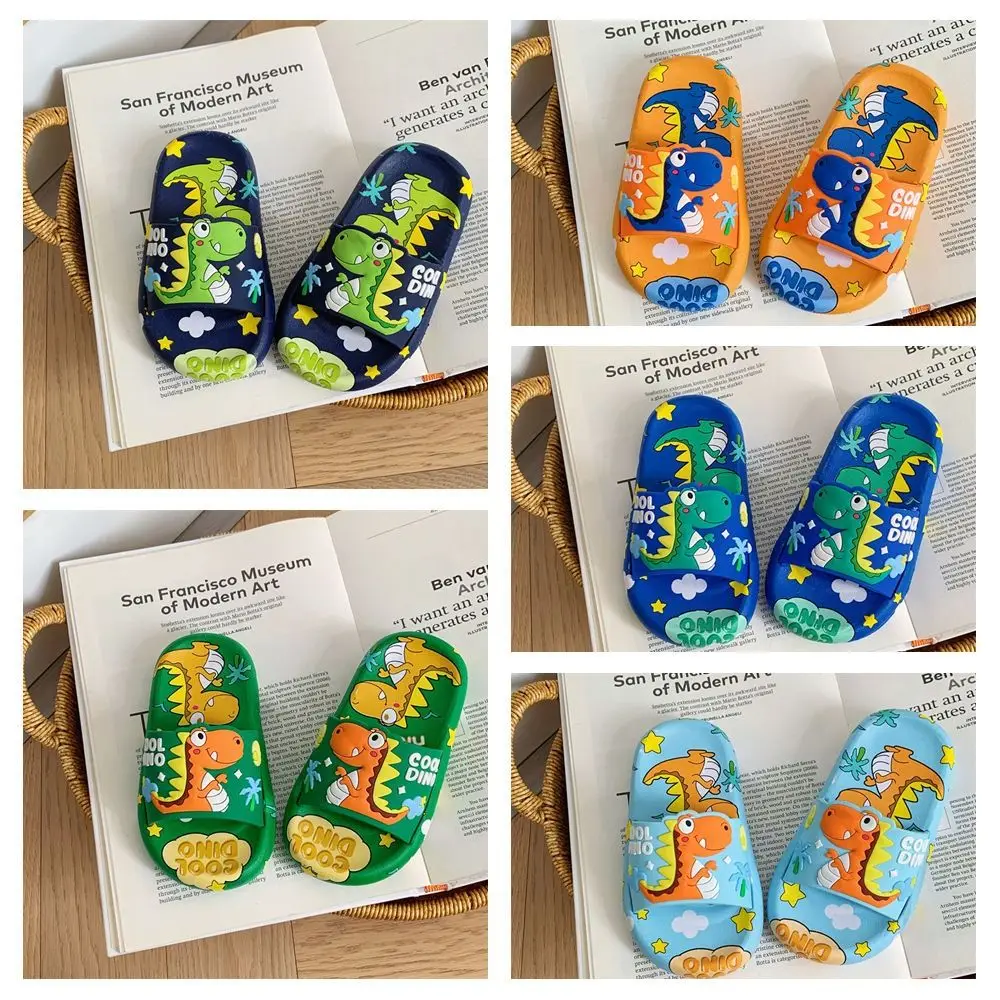 Cartoon Cute Dinosaur Slippers Platform Anti Slip Cartoon Animal Slippers EVA Solid Color Children's Bathroom Sandals Girls