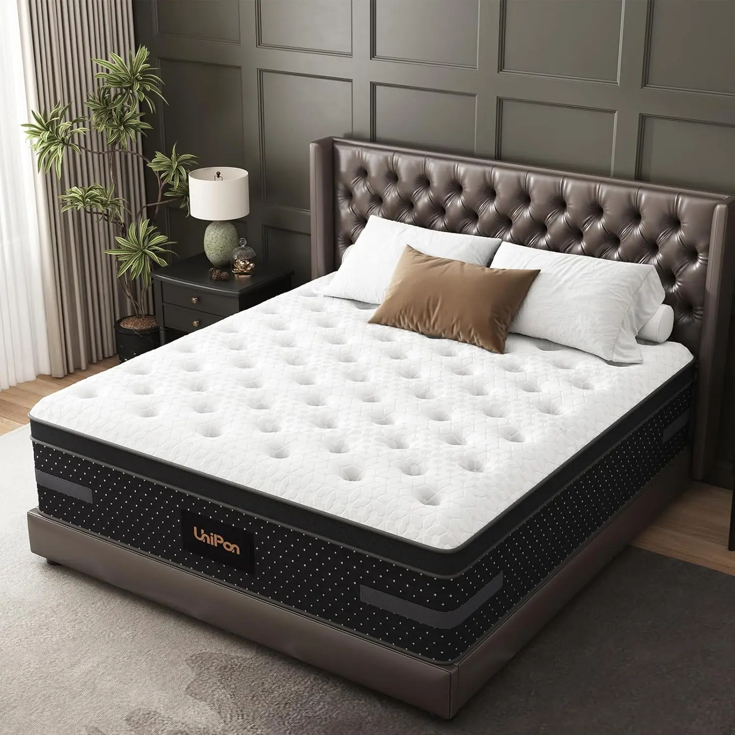 12 Inch Hybrid Mattresses with Extra Lumbar & Shoulder Support, Motion-Isolation Bed in a Box for Pain Relief Deep Sleep