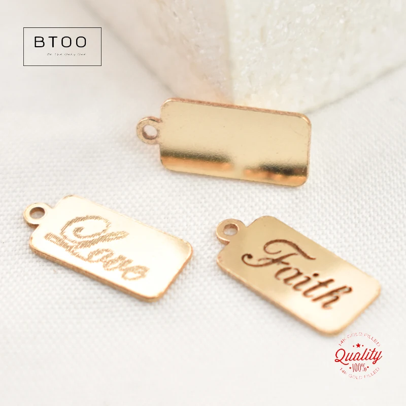 14K Gold Filled Faith Love Single Hole Bar Connector Charm For Jewelry Making Supplies Bracelet Charm Earring Charm Necklace