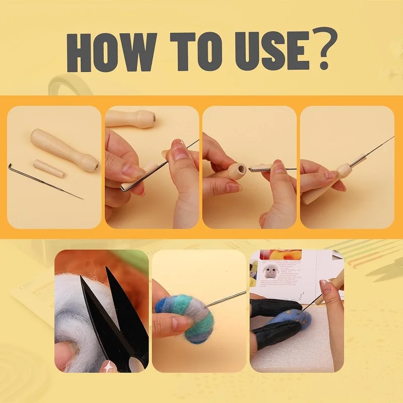 BUDDUR Multicolor Wool Felting Kit With Felting Needles And Finger-cot For Doll Making DIY Non-finished Material Package needle felting kit wool felting kit needle felting painting kit