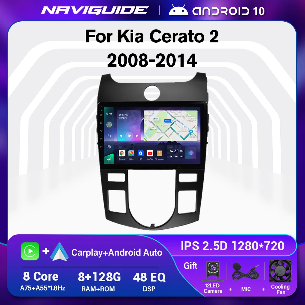 Naviguide 8g+128g Android 10 Car Radio For Kia Forte Cerato 2 Porte
