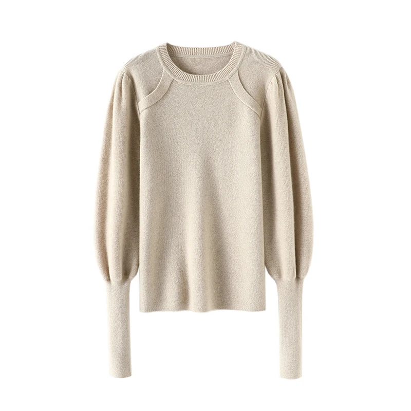 

Lantern Sleeve Sweater 100% Cashmere Winter Warm New O-Neck Casacos De Inverno Feminino Korean Fashion Pullover
