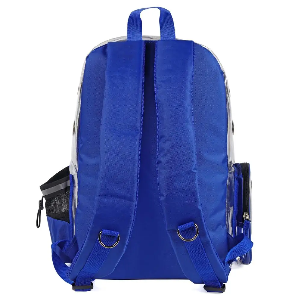 WOYYHO Backpack for Pets Transparent PVC Breathable Shoulder Bags Fashion Blue Backpacks for Cats Puppies Bag