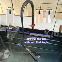 Stainless Steel Kitchen Sink With Waterfall Extra Large Single Solt with Knife Holder Digital Display Faucet Set Wash Basin 2