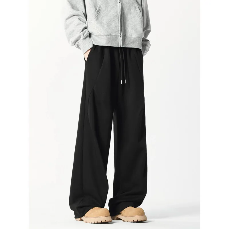 Pantaloni sport, pantaloni de trening, pantaloni casual, noi, de înaltă calitate, cu pliseuri, largi, drepți, pentru bărbați și femei_voghion.com