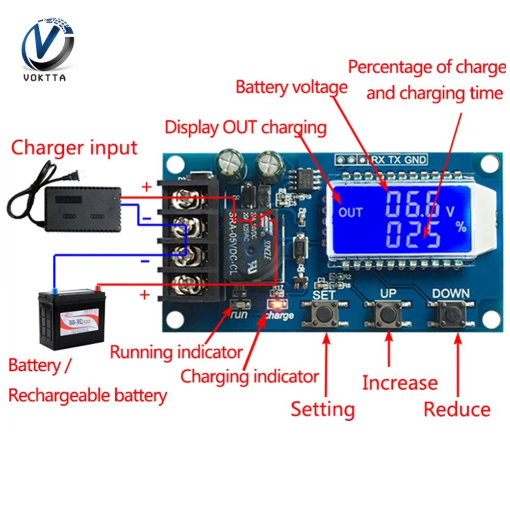 

6-60V 20A 30A LCD Digital Lead-acid Lithium Battery Charger Module Automatic Charging Overcharge Protection Controller Board